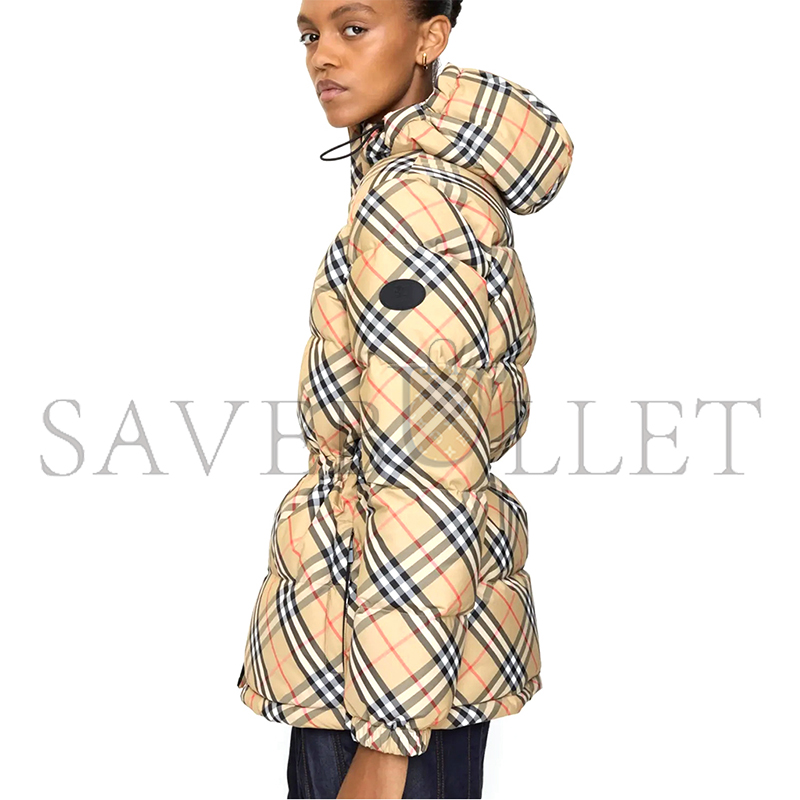 Bv*b*rry wattierte nylon-kapuzenjacke in check 81102401
